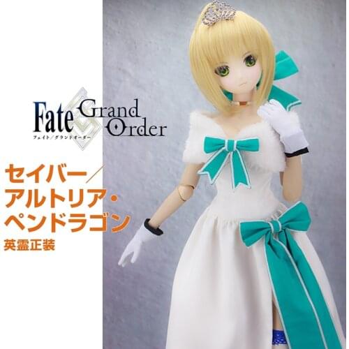 Accept Custom COS FGO Saber Cosplay Suit White dress Altria Pendragon For 1/3 BJD 9PCS SD DD DDL Doll Clothes
