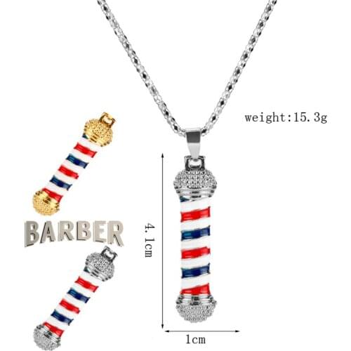 Creative 3D Barber Necklae Magic Barber Shop Pendant Hip Hop Chain Hair Accessories