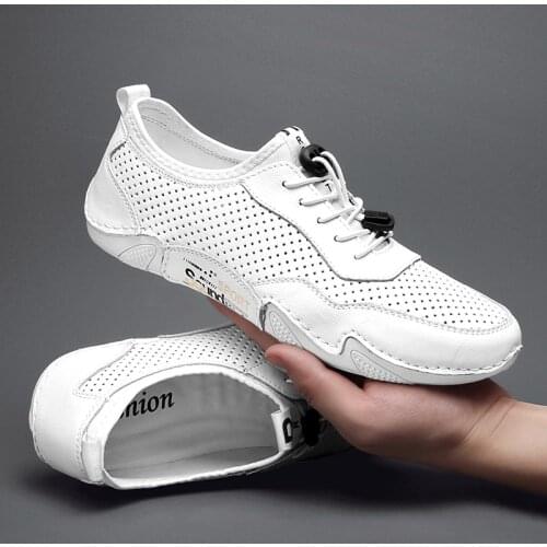 Leisure Shoes Black Shoes Men Breathable Casual Man Fashion For Leather Summer Sneakers Mesh White Skin Comfortable