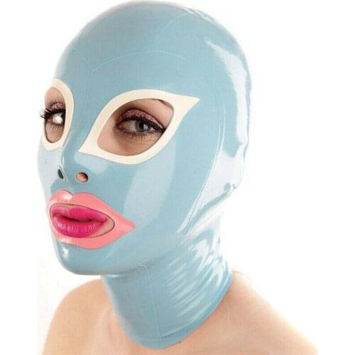 Latex Hood Back Zipper Rubber Mask for Beautiful Girl Club Party Wear Costume restraints bdsm bondage restraints gag bdsm mask