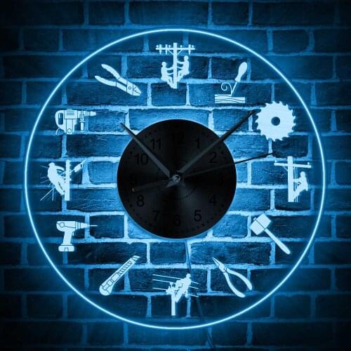 Linemen Wall Light Modern Wall Clock Electric Lineworker & Equipment LED Neon Wall Sign Electrician Luminous Acrylic Wall Clock