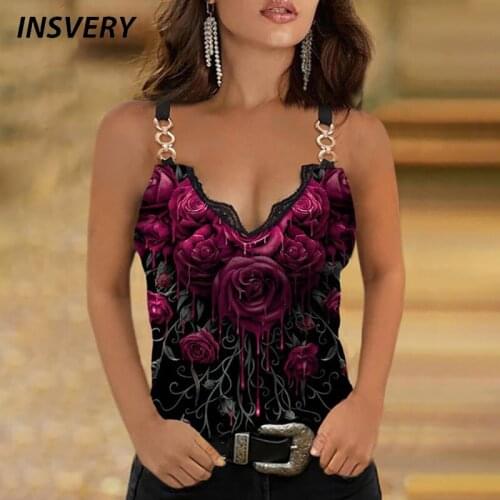 Summer Vest Women V Neck Printed Camisole T-Shirt Plus Size Womens Casual Sleeveless Top Ladies Fashion Sexy Shirt