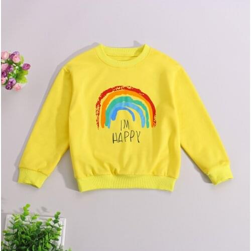 Fashion Girls Boys Hoodie Spring Autumn Baby Rainbow Letter Printed Long Sleeve Round Collar Sweatshirt Tops Casual Clothes