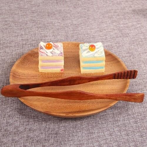 Natural Wooden Food Tongs Toast Bacon Steak Pastry Clamp Bread Clip Kitchen Tool