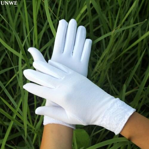 Autumn Winter Female White Elastic Gloves Tight Warm Velvet Dance Gloves Student Performance Lace Etiquette White Gloves
