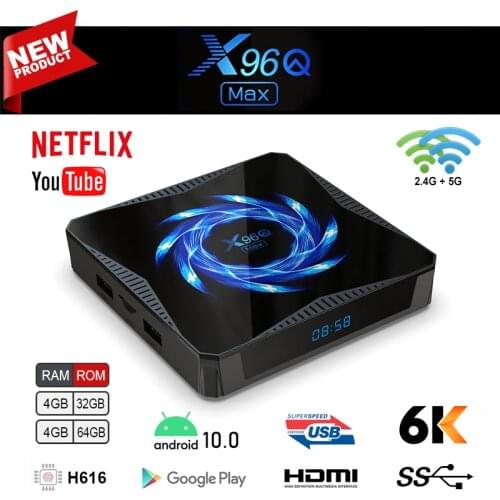 X96Q MAX Android 10.0 Smart TV Box 4GB 32GB 64GB 5G Dual wifi 1000M 6K BT5.0 Google Youtube PK H96 Mini Media Player