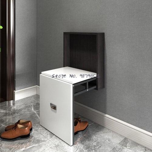 Simple wall-mounted folding shoe-changing stool porch stool entrance corridor small apartment space-saving wall-mounted hidden s