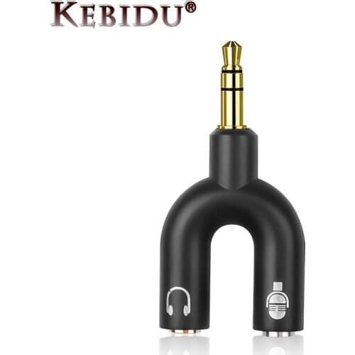 Kebidu 3.5mm Splitter Stereo Plug U-shape Stereo Audio Mic & Headphone Earphone Splitter Adapters For Smartphone MP3 MP4 Player