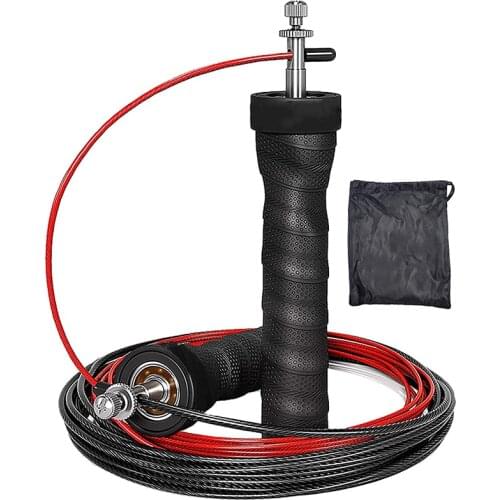 Crossfit Jump Rope Speed & Weighted Jump Ropes Adjustable Wire Skipping Rope with Extra Cable Ball Bearings Anti-Slip Handle