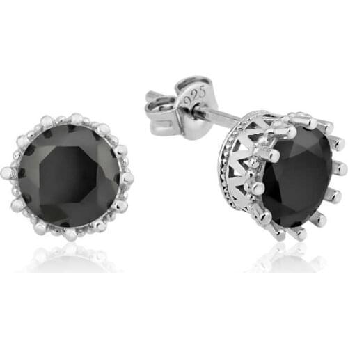 Silver Clawed Black Single Stone Earring , Quality products , Flashy Designs , Hundreds of kinds of earrings