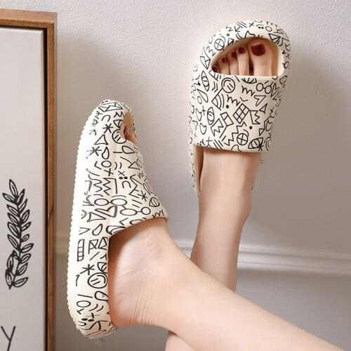 Non-slip Women Summer Platform Slippers Beach Slide Sandals Flip Flops Cartoon Candy High Heels Ladies men Bathroom Shoes