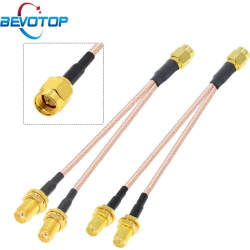SMA Male to Dual RP-SMA / SMA Female Bulkhead Y Type Splitter Combiner WIFI Antenna Extension Cable RG316 RF Coax Pigtail Jumper