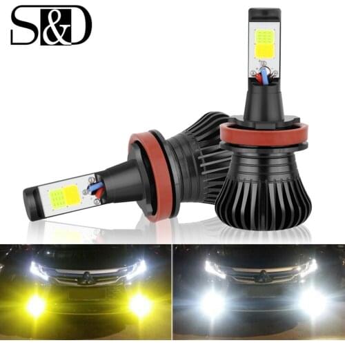 S&D H8 H9 H11 H7 LED Bulbs Dual Color Auto Fog Driving Lamp HB3 HB4 9005 9006 H27 880 881 H3 H1 Car lights White Yellow