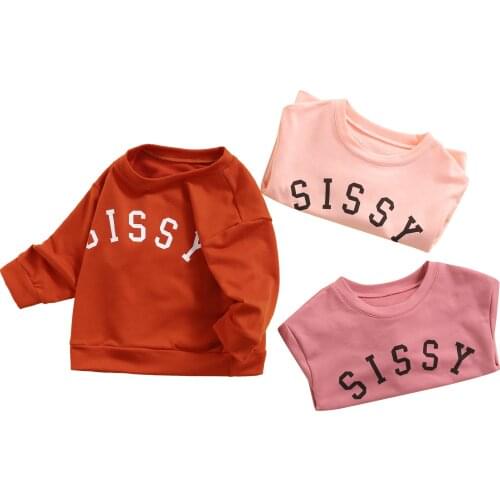 Citgeett Autumn Kids Infant Baby Girls Boys Casual Sweatshirt Spring Letter Print Long Sleeve Pullover Clothes
