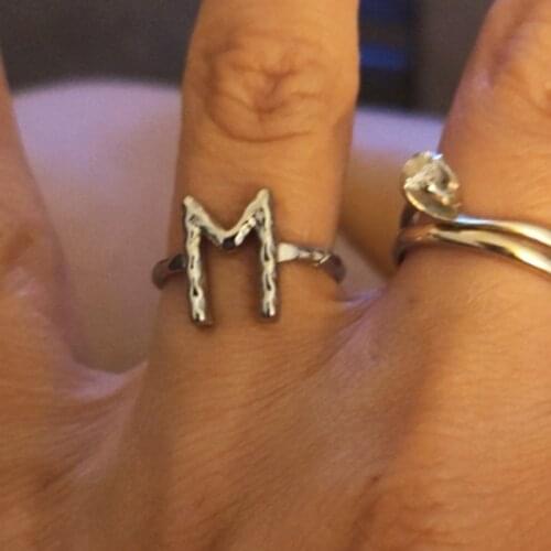 Unisex Gold Silver Color A-Z 26 Letters Initial Name Rings For Women Men Geometric Aluminum Creative Rings Jewelry Wholesale