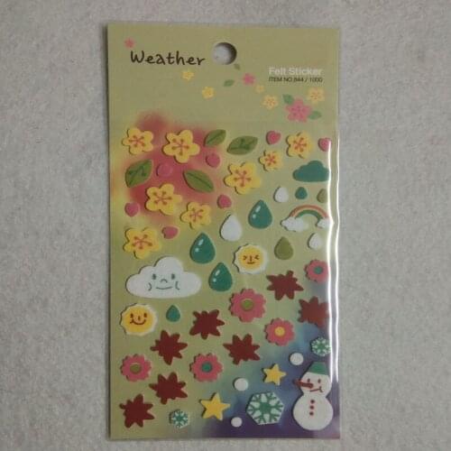 Adorable Cartoon Weather Forecast Felt Sticker DIY Nonwoven Felt Fabric
