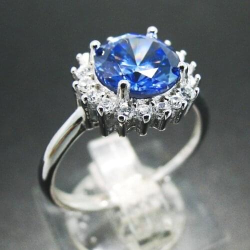 High Quality 100% 925 Sterling Silver Tanzanite CZ Engagment Wedding Ring For Gift