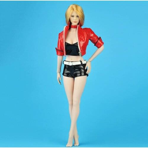1/6 scale female short leather jacket hot pants clothes clothing suit accessories for 12" action figure body gift model display