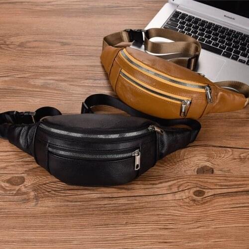 PU Leather Women Waist Bag Fashion Chest Bag Solid Color Crossbody Bags Travel Phone Pouch Men Shoulder Pouch Hip Waist Pack