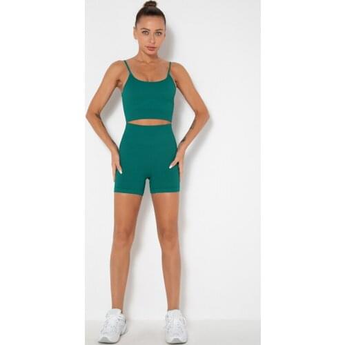 Women Seamless Yoga Sets Comfortable Summer Fitness Sets Women Sportwear Elastic High Waist Shorts Slim Fit Breathble Crop Top