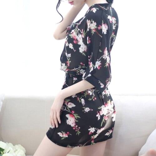 Women Floral Robe Bridal Dressing Gown Wedding Kimono Sleepwear Short Style Gift H7EF