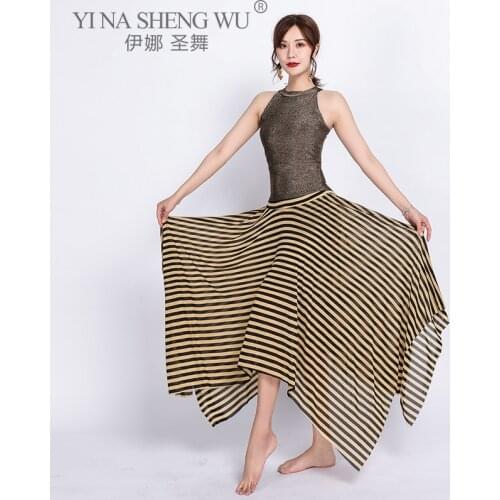Women Belly Dance Costumes Lady Mesh Sexy Long Dress Sleeveless Belly Dance Fashion Practice Clothing Top+Skirt Dancewear Suit