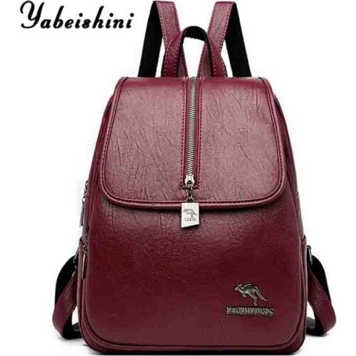 Women Leather backpack High quality Kangaroo backpack sac a dos femme ladies travel backpacks School bag mochila feminina