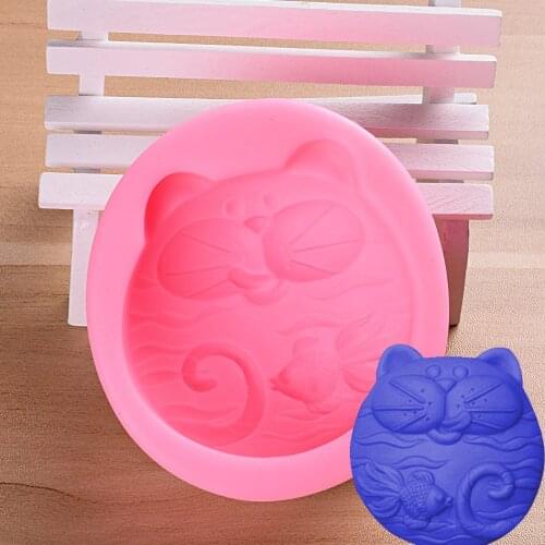 Goldfish Cartoon Cat Soap Mold Silicone Fondant Mold DIY Baking Chocolate Cake Handmade Soap Mold