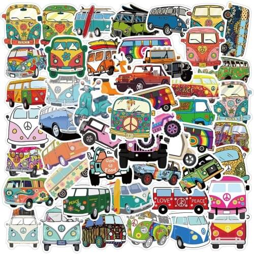 50PCS Hip Hop Style Outdoor Bus Stickers Laptop DIY Guitar Luggage Skateboard Waterproof Graffiti Sticker Decal Kid Classic Toys