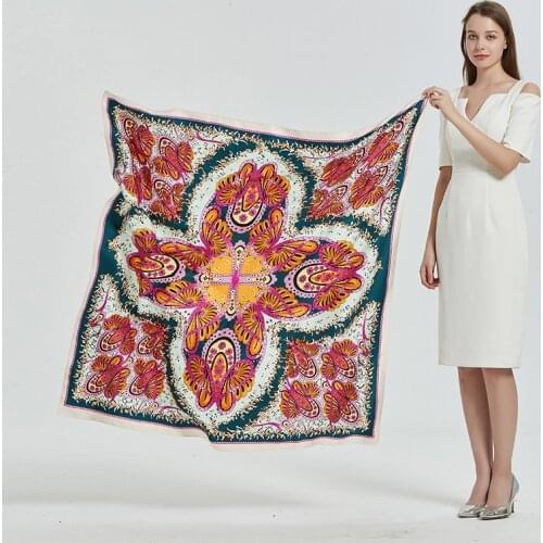 130*130cm TOP Silk Bohemia luxurious Scarves Women Foulard Square Hijab Scarf Ladies Shawl wrap muffler pareo female hijab