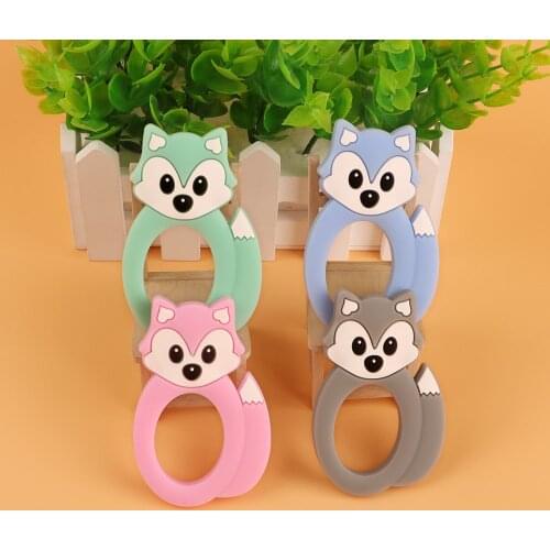 Kovict 5/10pcs Baby Silicone Teether Cartoon Fox Food Grade Silicone Rodent Teeth Toy For Teeth Tiny Rod Baby Teether Gift