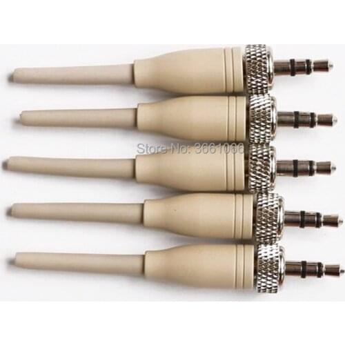 Beige 5 Pack 3.5mm Lock Stereo Connector for Sennheiser Sony Headset Tie Clip Lavalier Mics Coupler Joiner Stereo Audio Adapter