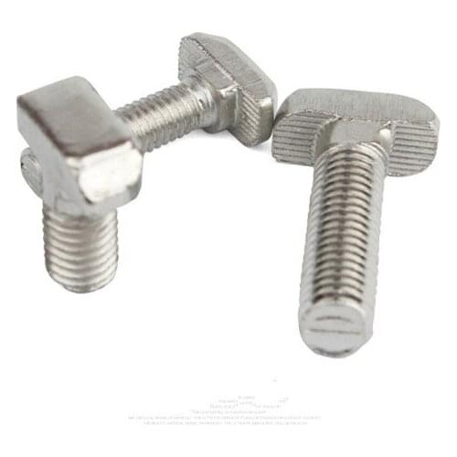 50pcs 20 Series M5 Hammer Head T-slot M5*10/12/16/20/25mm T Bolt Screw Nickel Plated For 2020 Aluminum Profile