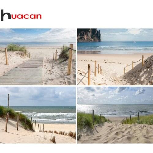 Huacan Diamond Painting Full Beach Scenery Mosaic Seaside Home Decor Embroidery Cross Stitch Landscape Wall Stickers