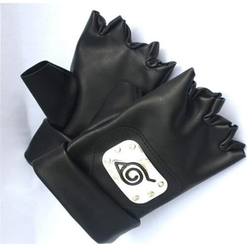 Anime Naruto PU Leather Cosplay Gloves Hateke Kakashi Gloves Cosplay Costume Accesories Ninja Leaf Village Konoha Props