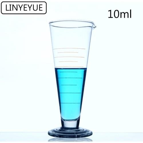 LINYEYUE 10mL Graduate Conical Glass Measuring Cup Measuring Glass Triangle Beaker Laboratory Cylinder Chemistry Equipment