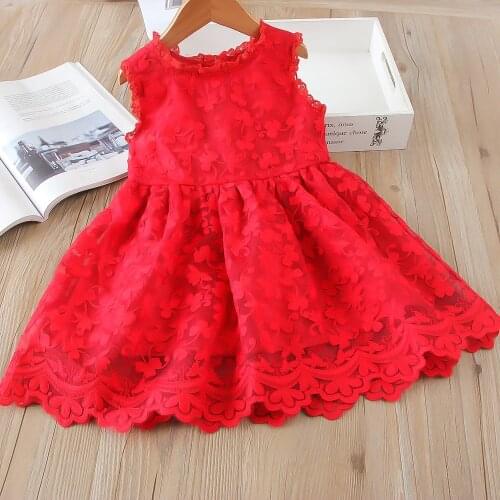 Lace silk cloth casual embroidery princess baby girl clothes summer sleeveless dress childrens clothing dress