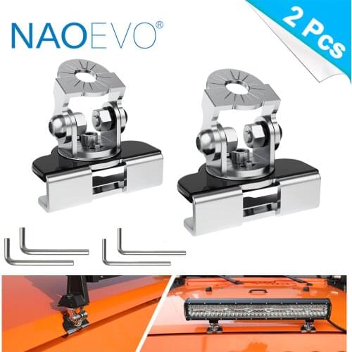 NAOEVO Mounting Bracket Barra Led Universal Adjustable Pillar Hood OffRoad SUV Engine Cover Led Work Light Bracket Holder Clamp