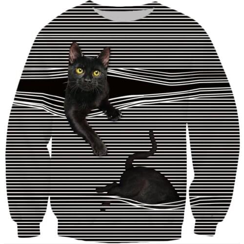 PLstar Cosmos Drop shipping 2019 New Fashion Sweatshirt Cute Cat stripes Pattern 3d Print Unisex Casual Long sleeve Hoodies