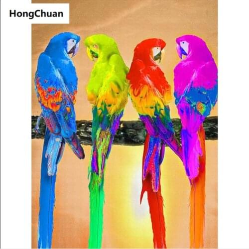 New Year Colorful Parrot 5D DIY Square/Round Diamond Painting Cross Stitch Home Decoration Gift Mosaic Diamond Embroidery