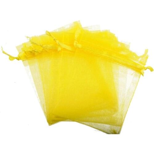 Jewel organizer jewelers necklaces decorative pack bag yellow rectange ventilate organza bright colour goldfeu 70x90mm 30pcs/lot