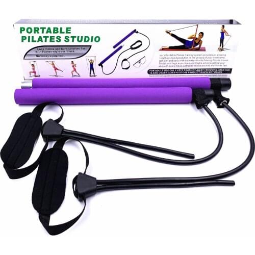 Pilates Bar Kit with Resistance Band,Home Gym Workout Yoga Pilates Stick,Pilates Bar with Foot Strap for Full Body Workout