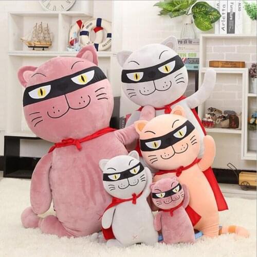 35cm 45cm 55cm 65cm Cranky Cat Plush Toys Cute Soft Cape Cat Stuffed Doll Cartoon Animal Cushion Anime Pillow Gifts