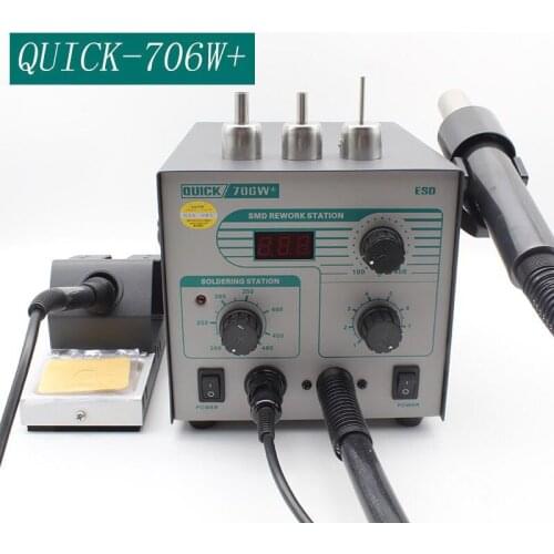 Quick 706W+ 2 in 1 SMD BGA Rework Hot Air Gun Desoldering Station for Phone Repair Welding Tool