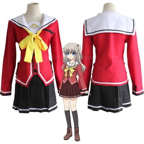 Charlotte Tomori Nao Sailor Suit Girls School Uniform Tops Skirt Tie Wig Outfit Anime Halloween Cosplay Costumes C61M124