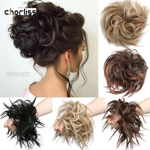 Chorliss Messy Synthetic Chignon Bun Hairpiece Elastic Band Chignon Hair Curly Scrunchie Cover Synthetic Hairpiece for Women