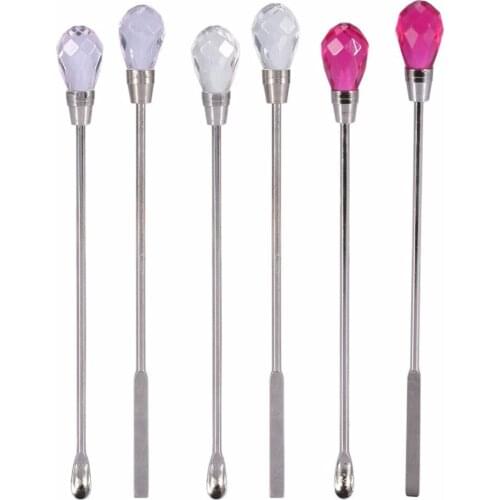 TMISHION 2pcs/set Nail Spatula Gel Pollish Mixing Rod+ Spoon Stick Acrylic Gel Powder Mixer Palette Manicure Mixing Tool Set