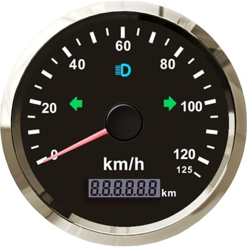 85mm GPS Speedometer 125km/h 125kph Water proof IP67 Black Panel Stainless Steel Bezel for motorcycle boat