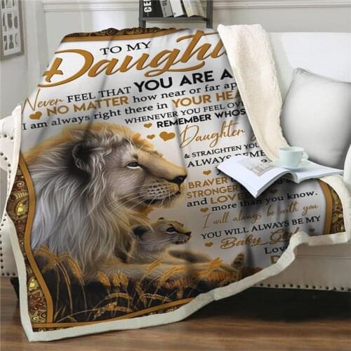 Comfortable Wrap Blanket Perfect Lion Letter To My Daughter Message Blankets Gift For Family Friends Lovers quilts Home textiles