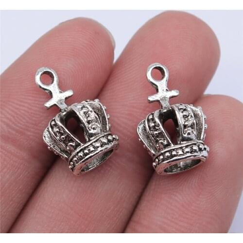 WYSIWYG 10pcs 18x11mm Antique Silver Color Crown Charms Pendant For Jewelry Making DIY Jewelry Findings